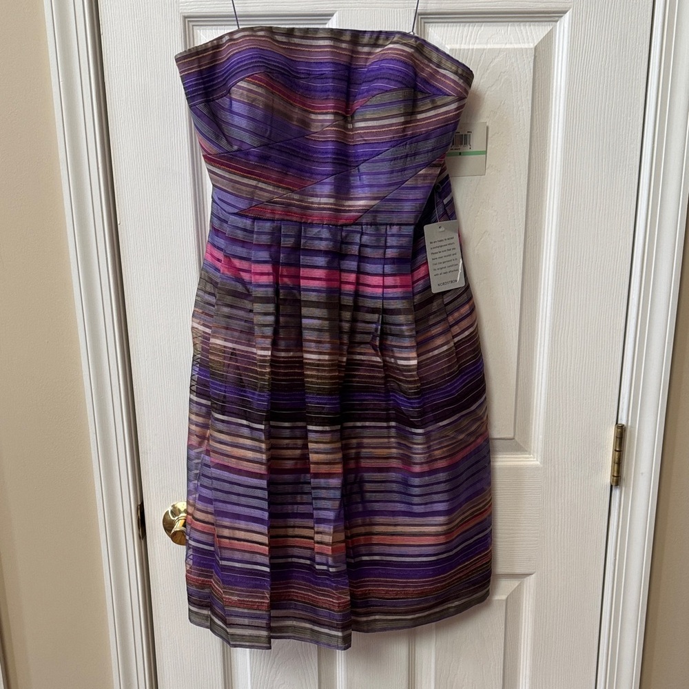 Donna Morgan Purple and Pink Strapless Dress